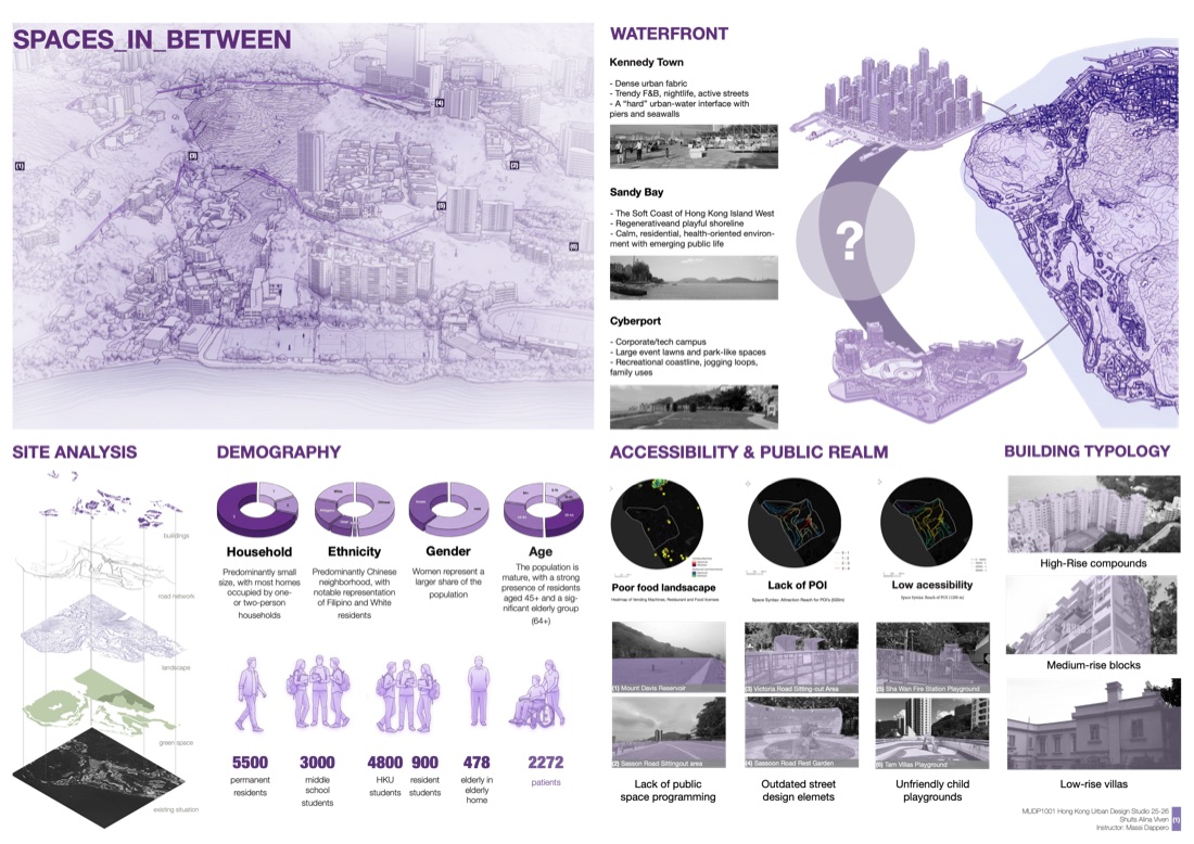 Pokfulam Waterfront panel — spaces in-between: site analysis, demography, accessibility, building typology