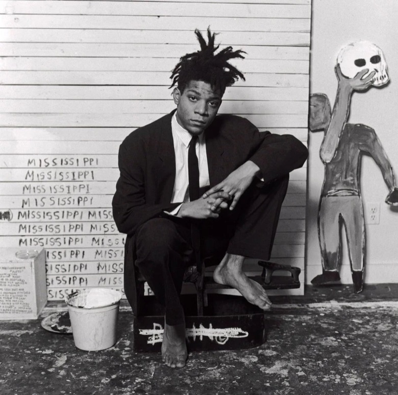 Jean-Michel Basquiat in his studio